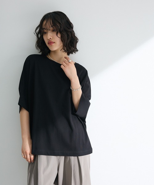Green Parks(グリーンパークス)の「【WEB限定】冷やっとすずやかドルマンプルオーバーⅡ(Tシャツ/カットソー・レディース・ネイビー/レッド/ブラック/チャコールグレー/ホワイト系その他2/オフホワイト・FREE)」の20枚目の写真