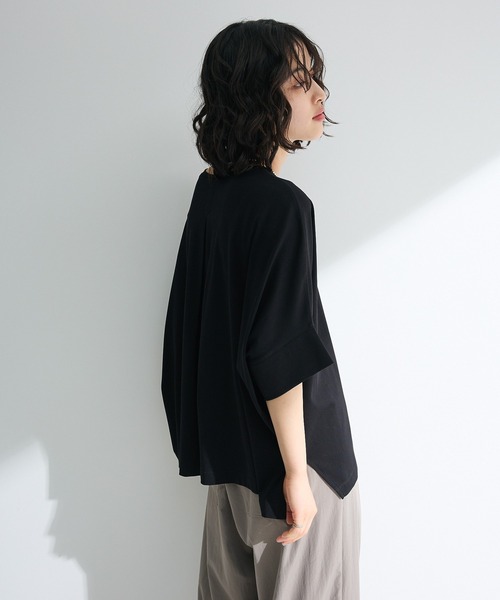 Green Parks(グリーンパークス)の「【WEB限定】冷やっとすずやかドルマンプルオーバーⅡ(Tシャツ/カットソー・レディース・ネイビー/レッド/ブラック/チャコールグレー/ホワイト系その他2/オフホワイト・FREE)」の21枚目の写真