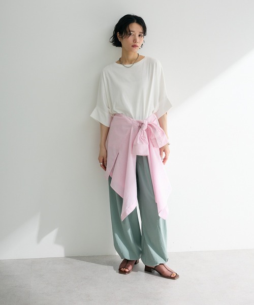 Green Parks(グリーンパークス)の「【WEB限定】冷やっとすずやかドルマンプルオーバーⅡ(Tシャツ/カットソー・レディース・ネイビー/レッド/ブラック/チャコールグレー/ホワイト系その他2/オフホワイト・FREE)」の7枚目の写真