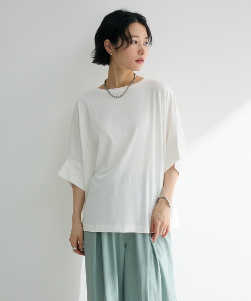 Green Parks(グリーンパークス)の「【WEB限定】冷やっとすずやかドルマンプルオーバーⅡ(Tシャツ/カットソー・レディース・ネイビー/レッド/ブラック/チャコールグレー/ホワイト系その他2/オフホワイト・FREE)」の9枚目の写真