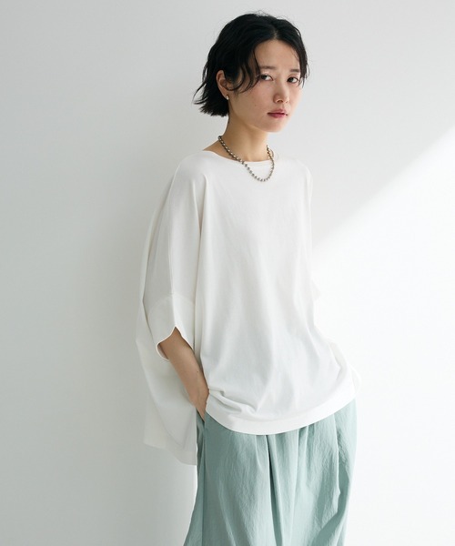 Green Parks(グリーンパークス)の「【WEB限定】冷やっとすずやかドルマンプルオーバーⅡ(Tシャツ/カットソー・レディース・ネイビー/レッド/ブラック/チャコールグレー/ホワイト系その他2/オフホワイト・FREE)」の10枚目の写真