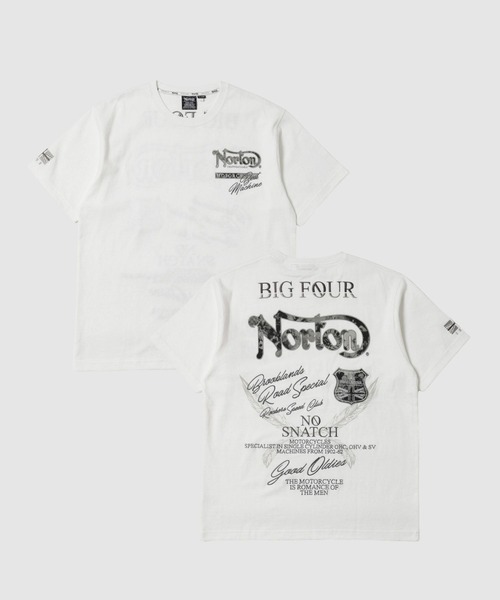 Norton(ノートン)の「【Norton/ノートン】 ボタニカル柄ロゴ刺繍 クルーネック 半袖Tシャツ(Tシャツ/カットソー・メンズ・ブラック/ホワイト・XL/L/M)」の1枚目の写真