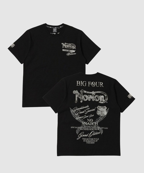 Norton(ノートン)の「【Norton/ノートン】 ボタニカル柄ロゴ刺繍 クルーネック 半袖Tシャツ(Tシャツ/カットソー・メンズ・ブラック/ホワイト・XL/L/M)」の2枚目の写真