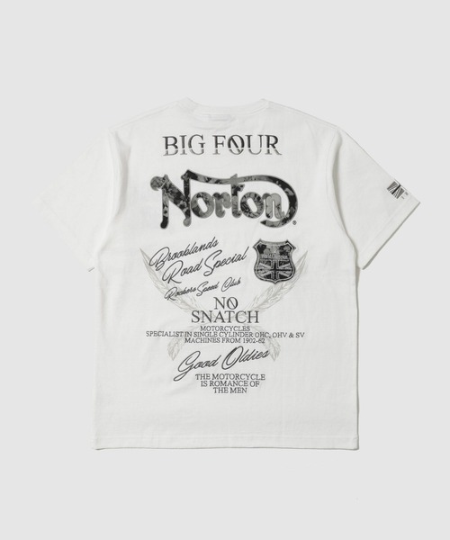 Norton(ノートン)の「【Norton/ノートン】 ボタニカル柄ロゴ刺繍 クルーネック 半袖Tシャツ(Tシャツ/カットソー・メンズ・ブラック/ホワイト・XL/L/M)」の4枚目の写真