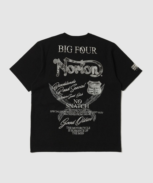 Norton(ノートン)の「【Norton/ノートン】 ボタニカル柄ロゴ刺繍 クルーネック 半袖Tシャツ(Tシャツ/カットソー・メンズ・ブラック/ホワイト・XL/L/M)」の6枚目の写真