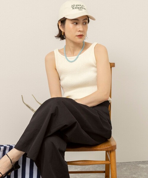 MAQWEL（マクウェル）の「《手洗い可能》ブークレタンクトップ（タンクトップ・レディース・キナリ/レッド/ダークブラウン・FREE）」の10枚目の写真