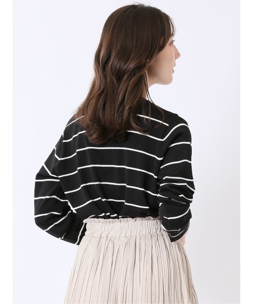 m.f.editorial(エムエフエディトリアル)の「【ストレッチ 接触冷感 UVカット 毛玉防止 ウォッシャブル】m.f.エディトリアル レディース 快適機能 ボーダー クルー ニット カーディガン(カーディガン/ボレロ・レディース・アイボリー/ブラック・MEDIUM/LARGE)」の21枚目の写真