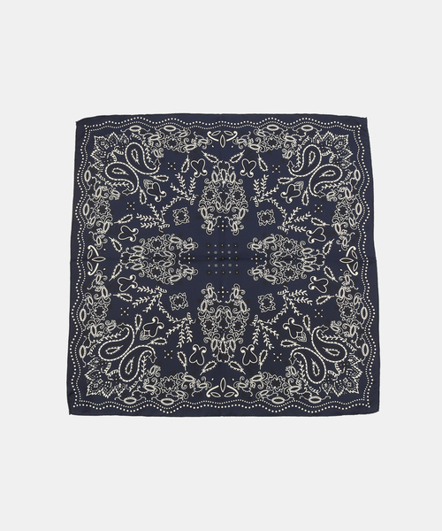 manipuri/マニプリ シルク65 KALEIDO BANDANA(ネイビー)（バンダナ