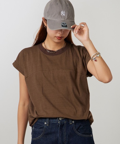 Garance et VioLette(ギャランスエトヴィオレット)の「Garance et VioLette/ギャランスエトヴィオレット フレンチスリーブTEE 半袖Tシャツ 秋 秋服 2026年秋冬(Tシャツ/カットソー・レディース・ネイビー/ブラウン/カーキ・1)」の1枚目の写真