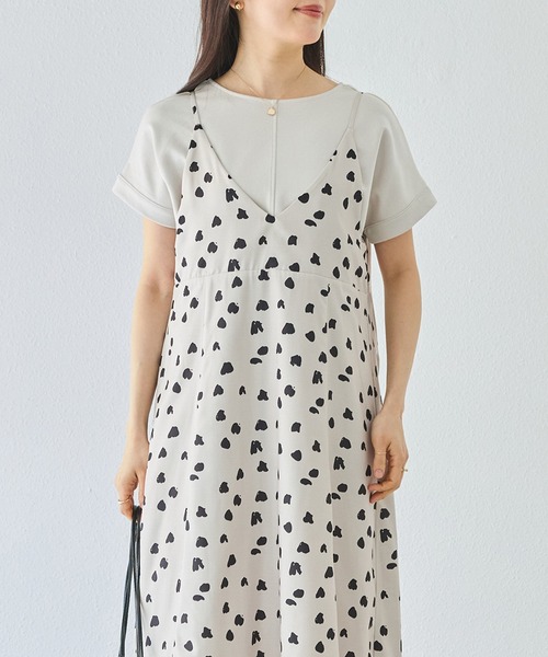 LAVEANGE（ラビアンジェ）の「ダルメシアンプリントキャミワンピース｜ドット感覚で着られる大人のダルメシアン/着映え/総柄/アニマル柄/ロング丈/アジャスター付き（ワンピース・レディース・ブラウン/ベージュ/ブラック・LL/3L/4L/5L/M）」の11枚目の写真