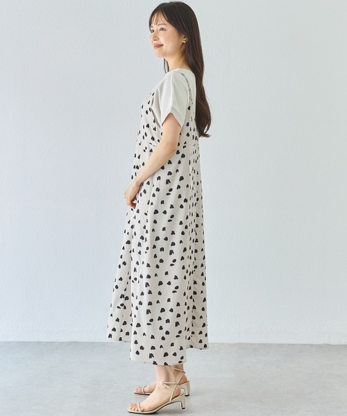 LAVEANGE（ラビアンジェ）の「ダルメシアンプリントキャミワンピース｜ドット感覚で着られる大人のダルメシアン/着映え/総柄/アニマル柄/ロング丈/アジャスター付き（ワンピース・レディース・ブラウン/ベージュ/ブラック・LL/3L/4L/5L/M）」の14枚目の写真