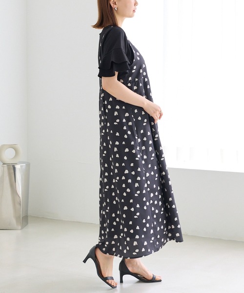 LAVEANGE（ラビアンジェ）の「ダルメシアンプリントキャミワンピース｜ドット感覚で着られる大人のダルメシアン/着映え/総柄/アニマル柄/ロング丈/アジャスター付き（ワンピース・レディース・ブラウン/ベージュ/ブラック・LL/3L/4L/5L/M）」の19枚目の写真