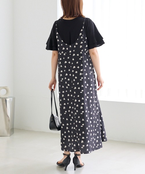 LAVEANGE（ラビアンジェ）の「ダルメシアンプリントキャミワンピース｜ドット感覚で着られる大人のダルメシアン/着映え/総柄/アニマル柄/ロング丈/アジャスター付き（ワンピース・レディース・ブラウン/ベージュ/ブラック・LL/3L/4L/5L/M）」の21枚目の写真