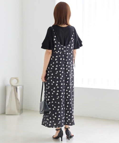 LAVEANGE（ラビアンジェ）の「ダルメシアンプリントキャミワンピース｜ドット感覚で着られる大人のダルメシアン/着映え/総柄/アニマル柄/ロング丈/アジャスター付き（ワンピース・レディース・ブラウン/ベージュ/ブラック・LL/3L/4L/5L/M）」の22枚目の写真