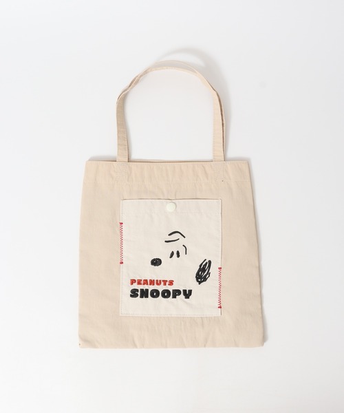 SNOOPY(スヌーピー)の「SNOOPY スヌーピー ミニトートバッグ ワッペン(トートバッグ・レディース・ベージュ/チャコールグレー/ピンク/イエロー/ブルー・FREE)」の10枚目の写真