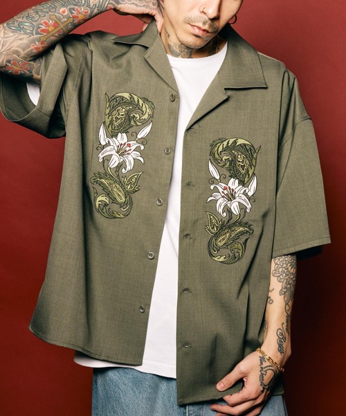 Subciety(サブサエティ)の「Lily shirt(シャツ/ブラウス・メンズ・オリーブ/ブラック/ホワイト・MEDIUM/SMALL/X-LARGE/LARGE)」の3枚目の写真