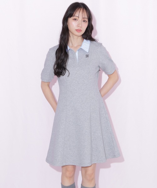 JILL by JILL STUART(ジルバイジルスチュアート)の「ポロ襟カットソーワンピース(ワンピース・レディース・グレー系その他/ブラック/グレー・FREE)」の3枚目の写真