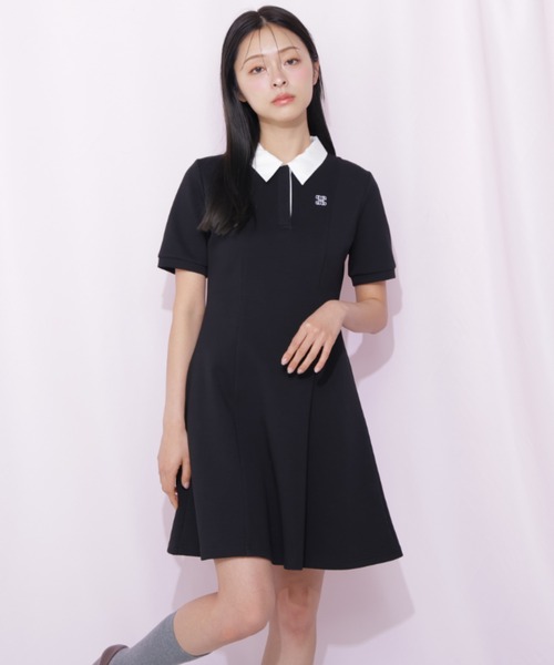 JILL by JILL STUART(ジルバイジルスチュアート)の「ポロ襟カットソーワンピース(ワンピース・レディース・グレー系その他/ブラック/グレー・FREE)」の2枚目の写真