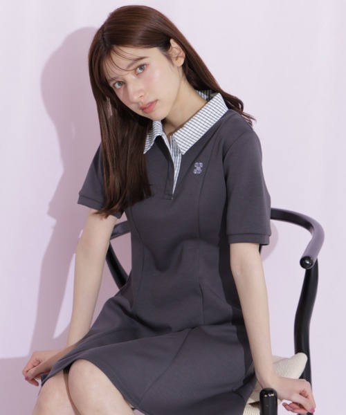 JILL by JILL STUART(ジルバイジルスチュアート)の「ポロ襟カットソーワンピース(ワンピース・レディース・グレー系その他/ブラック/グレー・FREE)」の12枚目の写真