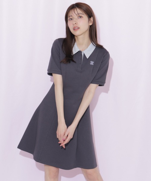 JILL by JILL STUART(ジルバイジルスチュアート)の「ポロ襟カットソーワンピース(ワンピース・レディース・グレー系その他/ブラック/グレー・FREE)」の13枚目の写真
