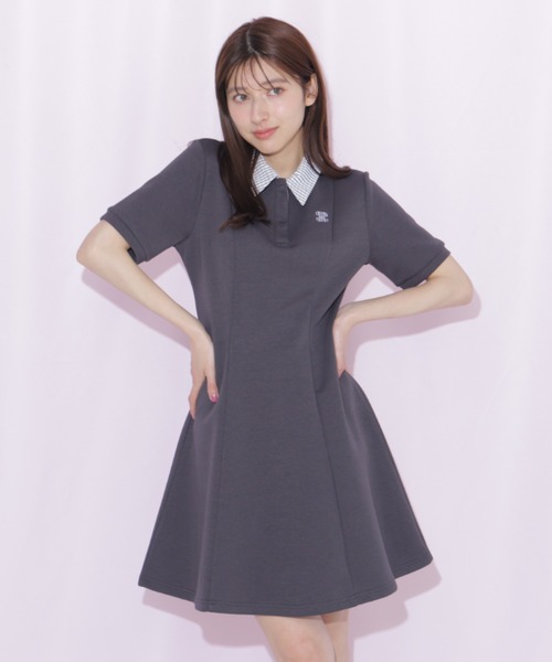 JILL by JILL STUART(ジルバイジルスチュアート)の「ポロ襟カットソーワンピース(ワンピース・レディース・グレー系その他/ブラック/グレー・FREE)」の14枚目の写真