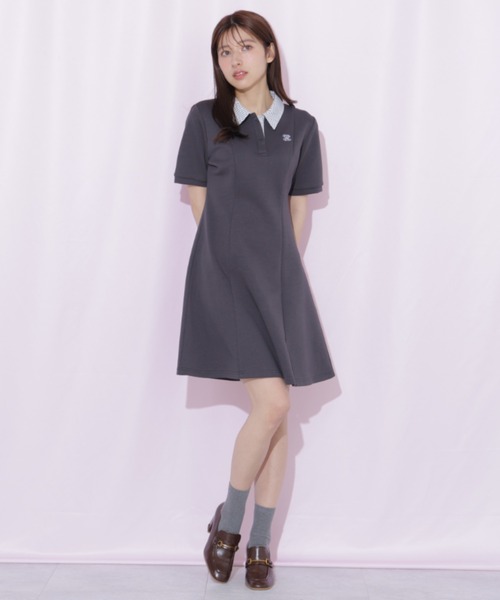 JILL by JILL STUART(ジルバイジルスチュアート)の「ポロ襟カットソーワンピース(ワンピース・レディース・グレー系その他/ブラック/グレー・FREE)」の16枚目の写真
