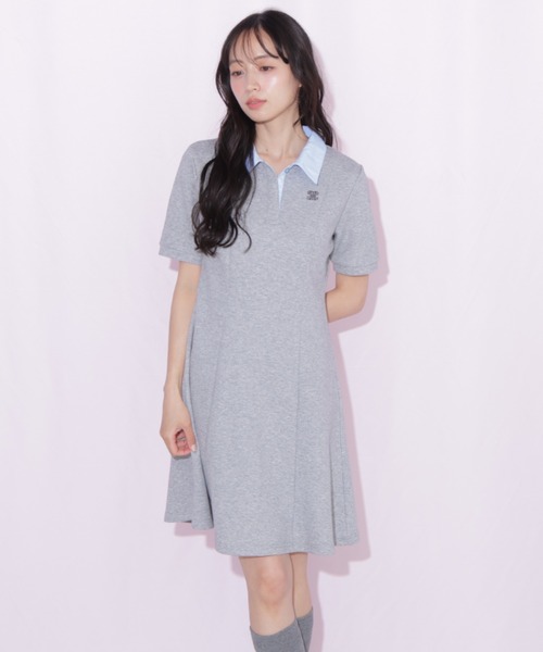 JILL by JILL STUART（ジルバイジルスチュアート）の「ポロ襟カットソーワンピース（ワンピース・レディース・グレー系その他/ブラック/グレー・FREE）」の14枚目の写真