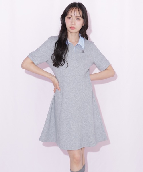 JILL by JILL STUART（ジルバイジルスチュアート）の「ポロ襟カットソーワンピース（ワンピース・レディース・グレー系その他/ブラック/グレー・FREE）」の17枚目の写真