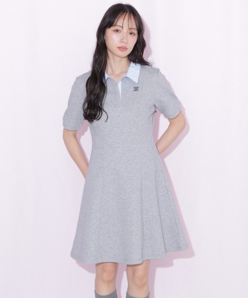 JILL by JILL STUART（ジルバイジルスチュアート）の「ポロ襟カットソーワンピース（ワンピース・レディース・グレー系その他/ブラック/グレー・FREE）」の13枚目の写真