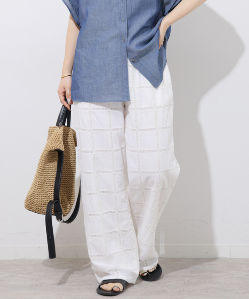 JOURNAL STANDARD relume(ジャーナルスタンダード レリューム)の「スクエアエンブロイダリーパンツ(その他パンツ・レディース・ブラウン/ホワイト・FREE)」の8枚目の写真