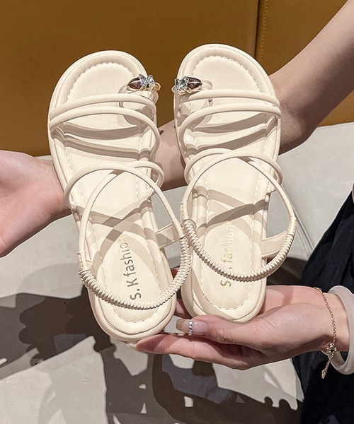 Miniministore(ミニミニストア)の「ストラップサンダル ビーチサンダル 夏靴(サンダル・レディース・アイボリー系1/アイボリー系2/ブラック・25.0cm/24.5cm/24.0cm/23.5cm/23.0cm/22.5cm)」の9枚目の写真