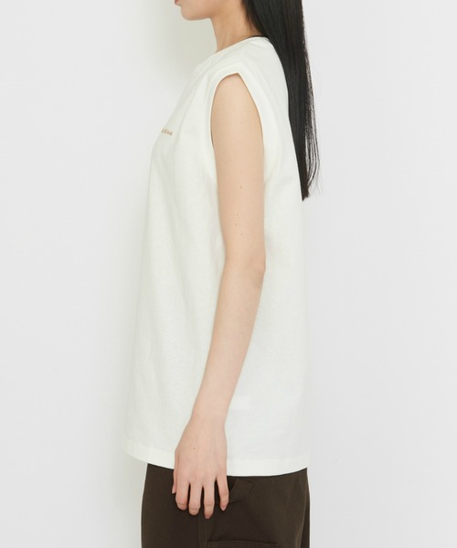 Dickies(ディッキーズ)の「Dickies/ディッキーズ エンブロイダリー フレンチスリーブTシャツ(Tシャツ/カットソー・レディース・ライトブラウン/ホワイト・MEDIUM/LARGE)」の6枚目の写真
