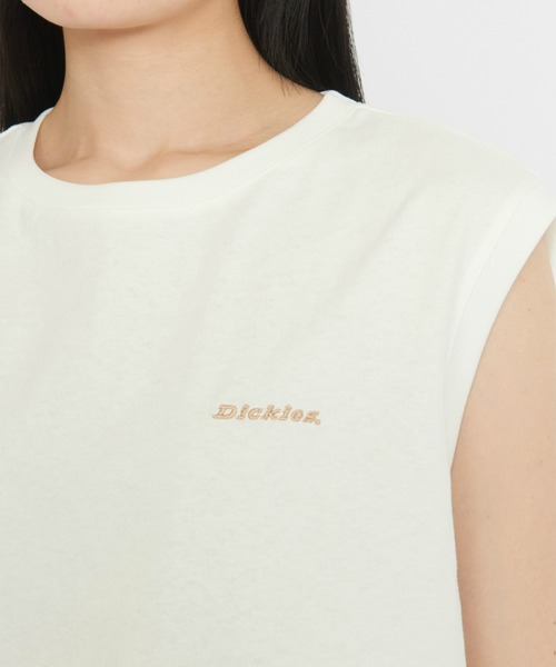 Dickies(ディッキーズ)の「Dickies/ディッキーズ エンブロイダリー フレンチスリーブTシャツ(Tシャツ/カットソー・レディース・ライトブラウン/ホワイト・MEDIUM/LARGE)」の9枚目の写真