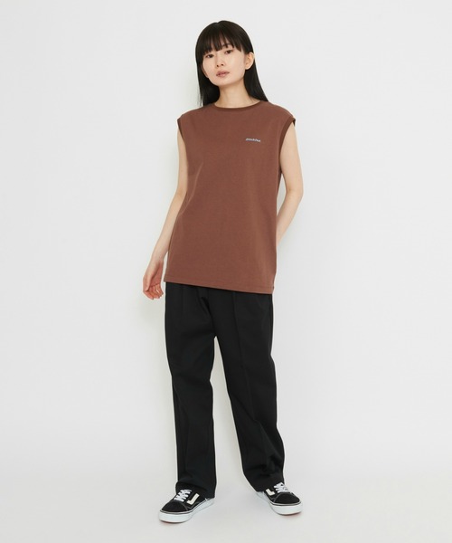 Dickies(ディッキーズ)の「Dickies/ディッキーズ エンブロイダリー フレンチスリーブTシャツ(Tシャツ/カットソー・レディース・ライトブラウン/ホワイト・MEDIUM/LARGE)」の10枚目の写真