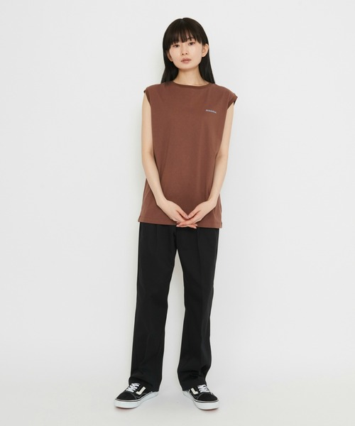 Dickies(ディッキーズ)の「Dickies/ディッキーズ エンブロイダリー フレンチスリーブTシャツ(Tシャツ/カットソー・レディース・ライトブラウン/ホワイト・MEDIUM/LARGE)」の11枚目の写真