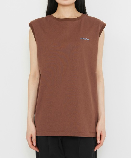 Dickies(ディッキーズ)の「Dickies/ディッキーズ エンブロイダリー フレンチスリーブTシャツ(Tシャツ/カットソー・レディース・ライトブラウン/ホワイト・MEDIUM/LARGE)」の12枚目の写真