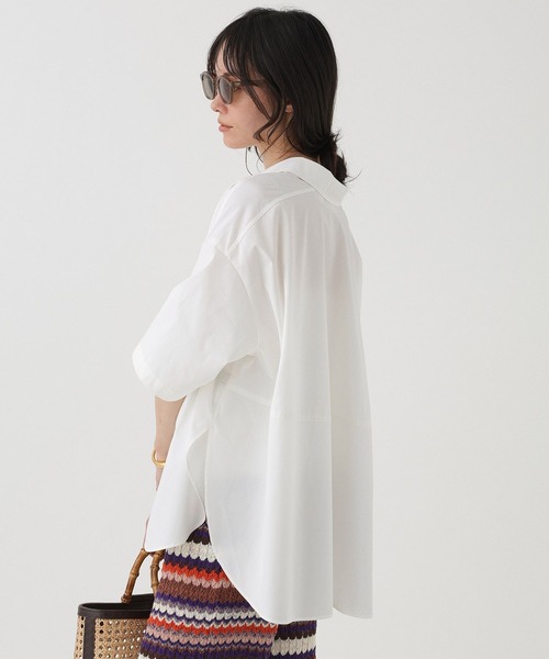 BABYLONE(バビロン)の「バックコクーン5分袖シャツ(シャツ/ブラウス・レディース・サックスブルー/ホワイト・フリー)」の19枚目の写真