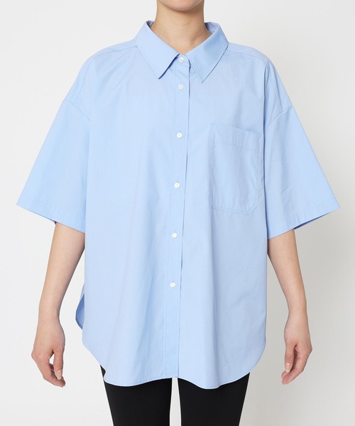 BABYLONE(バビロン)の「バックコクーン5分袖シャツ(シャツ/ブラウス・レディース・サックスブルー/ホワイト・フリー)」の12枚目の写真