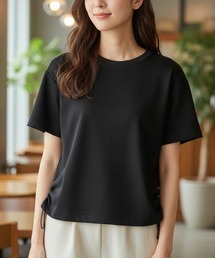 【サイドドロスト・こなれ感】サイドドローストリングコード付き半袖Tシャツ 総丈55cm・2色展開 大人カジュアル スタイルアップ