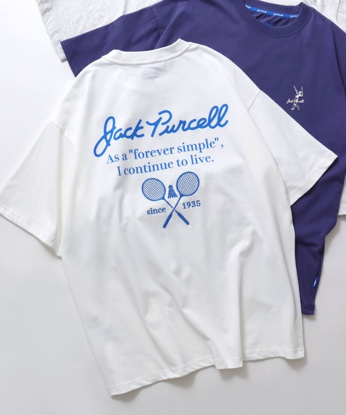 CONVERSE(コンバース)の「CONVERSE Jack Purcell/コンバース ジャックパーセル ユニセックス 半袖Tシャツ レディース メンズ(Tシャツ/カットソー・メンズ・ホワイト/アッシュグレー/ホワイト系その他2/ホワイト系その他3/グレー系その他/パープル系その他/パープル/ホワイト系その他・S/M/L)」の3枚目の写真