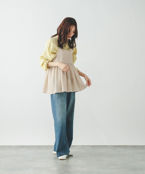 GLOBAL WORK(グローバルワーク)の「エアリーリラックスチェックビスチェ/665489(その他トップス・レディース・ブラウン系その他6/グリーン系その他3/グレイッシュベージュ・FREE)」の9枚目の写真
