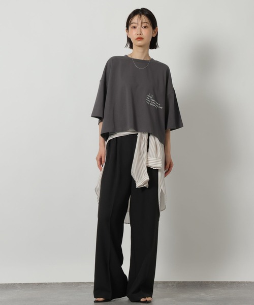LAKOLE（ラコレ）の「刺繍ロゴクロップドＴ / 753511（Tシャツ/カットソー・レディース・オフホワイト/チャコール/オレンジ・FREE）」の8枚目の写真