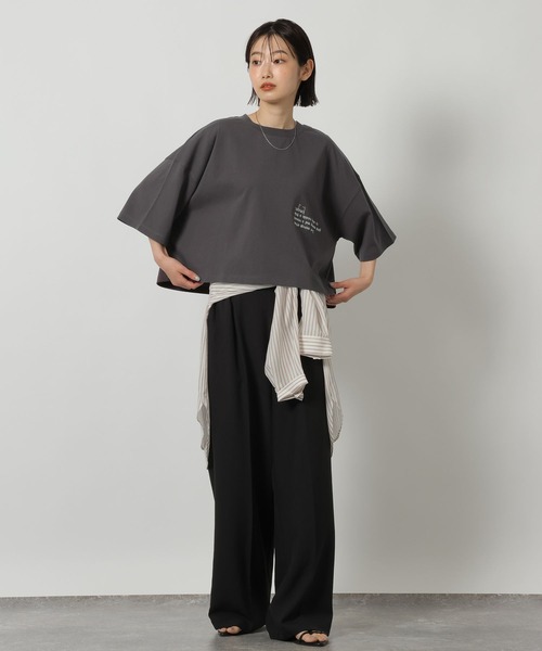 LAKOLE（ラコレ）の「刺繍ロゴクロップドＴ / 753511（Tシャツ/カットソー・レディース・オフホワイト/チャコール/オレンジ・FREE）」の9枚目の写真