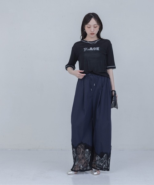 Eimee Law(エイミーロウ)の「PLACE刺繍 レイヤードライクシアーTシャツ(Tシャツ/カットソー・レディース・オフホワイト/イエロー/ボルドー/ブラック・FREE)」の8枚目の写真