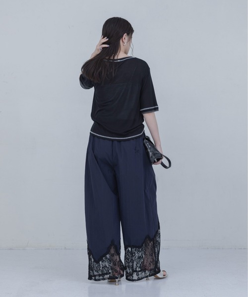 Eimee Law(エイミーロウ)の「PLACE刺繍 レイヤードライクシアーTシャツ(Tシャツ/カットソー・レディース・オフホワイト/イエロー/ボルドー/ブラック・FREE)」の12枚目の写真
