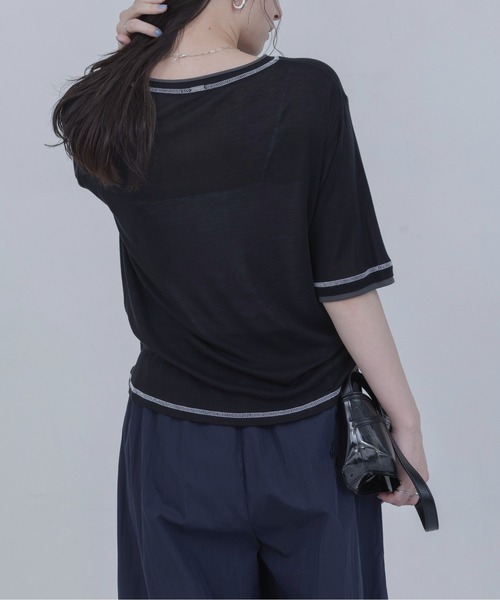 Eimee Law(エイミーロウ)の「PLACE刺繍 レイヤードライクシアーTシャツ(Tシャツ/カットソー・レディース・オフホワイト/イエロー/ボルドー/ブラック・FREE)」の17枚目の写真