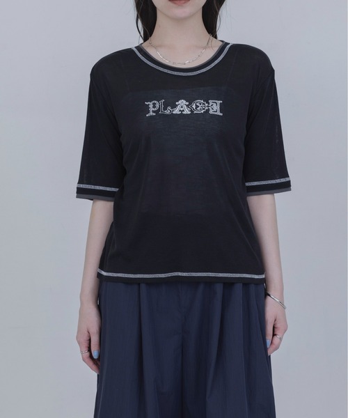 Eimee Law(エイミーロウ)の「PLACE刺繍 レイヤードライクシアーTシャツ(Tシャツ/カットソー・レディース・オフホワイト/イエロー/ボルドー/ブラック・FREE)」の19枚目の写真
