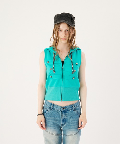 FTW(エフティダブリュー)の「NAPOLEON HOOD VEST(ベスト・レディース・ライトグリーン/ライトブルー/ライトグレー・MEDIUM/SMALL)」の12枚目の写真