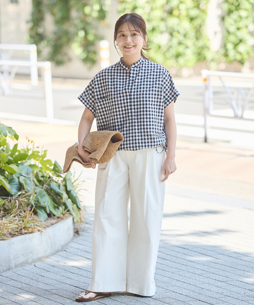 JOURNAL STANDARD(ジャーナルスタンダード)の「《追加2》ハードマンズリネンコットンフレンチスリーブスキッパーシャツ(シャツ/ブラウス・レディース・ネイビー/ホワイト/ブラック系その他・FREE)」の4枚目の写真