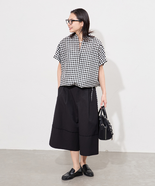 JOURNAL STANDARD(ジャーナルスタンダード)の「《追加2》ハードマンズリネンコットンフレンチスリーブスキッパーシャツ(シャツ/ブラウス・レディース・ネイビー/ホワイト/ブラック系その他・FREE)」の5枚目の写真